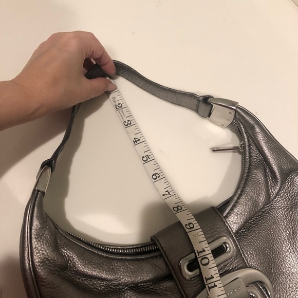 Michael Michael Kors Morgen halfmoon metallic pewter color hobo shoulder Bag,Y2K - Picture 14 of 16